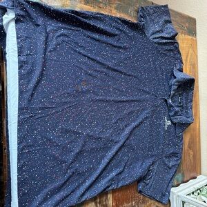 Mens 2Xl Breezy Golf Shirt  Paint Splatter Design Navy. Has Company Logo